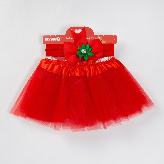 Набор "Новогодний" юбка и повязка на голову, 3-18 мес, красный 