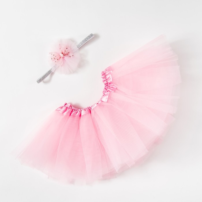 Набор Крошка Я "Любимый цветочек" юбка и повязка на голову 3-18 мес, розовый 