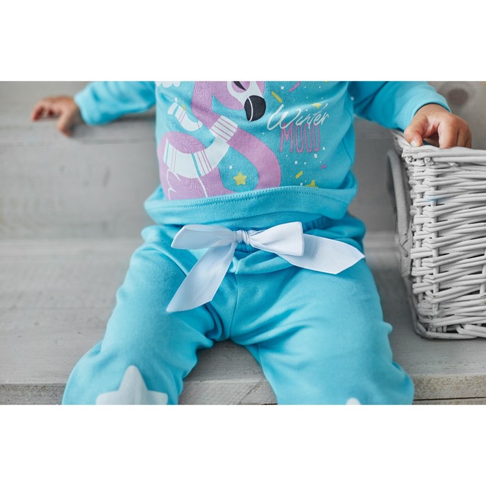 Комплект: джемпер и брюки Крошка Я "Flamingo", голубой, р.24, 68-74 см 