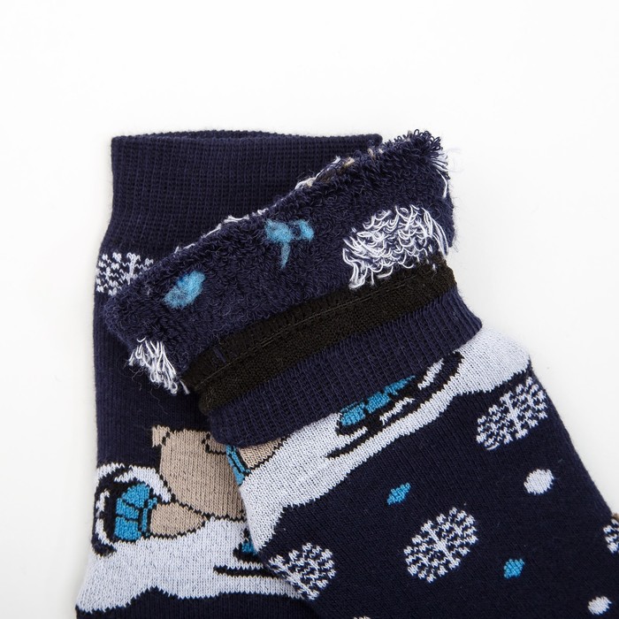 Носки детские махровые, цвет темно-синий, размер 20-22 