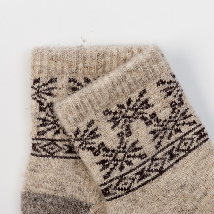 Носки новогодние детские шерстяные Organic «Снежинки», цвет молочный, размер 12-14 см (2) 