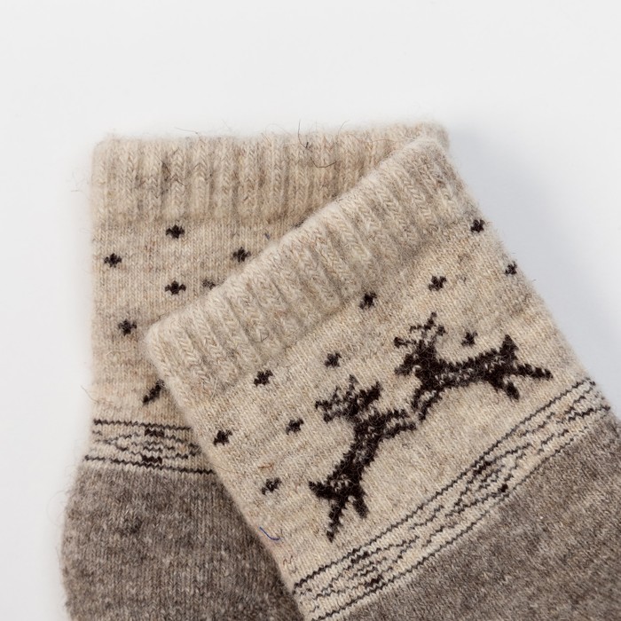 Носки новогодние детские шерстяные Organic «Олени», цвет серый, размер 16-18 см (4) 