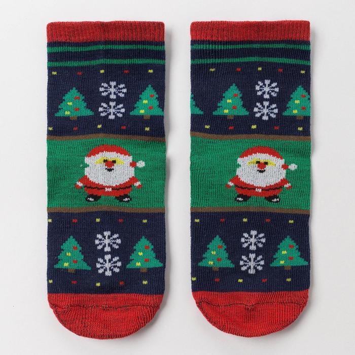 Носки детские «Дед Мороз», цвет зелёный, размер 14 16 