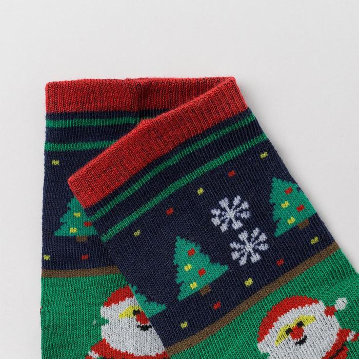 Носки детские «Дед Мороз», цвет зелёный, размер 14 16 