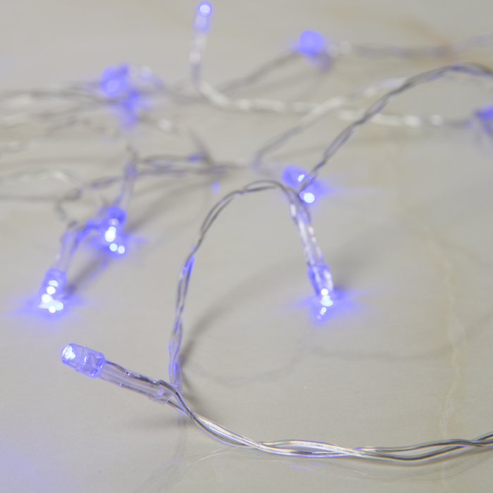 Гирлянда "Нить", 2 м, LED-20-4.5 V, 3*AA, 2 режима, нить прозрачная, свечение синее 