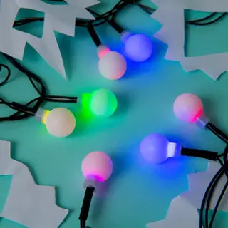Гирлянда "Нить" с насадками “Шарики Белые” 5 м, LED-20-220V, мигает, нить тёмная, свечение мульти (RG/RB)