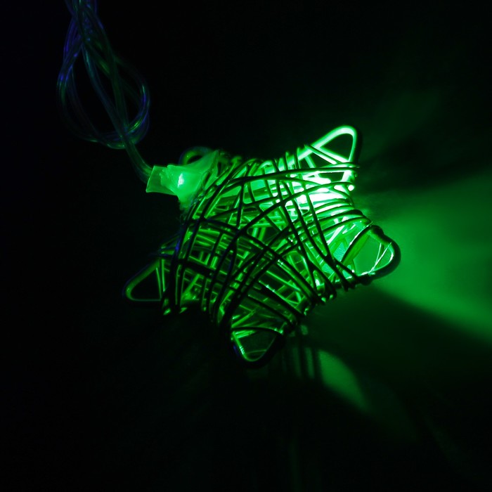 Гирлянда "Нить" с насадками “Звезда Проволока” 4.5 см, 4 м, LED-20-220V, 8 режимов, нить прозрачная, свечение мульти 