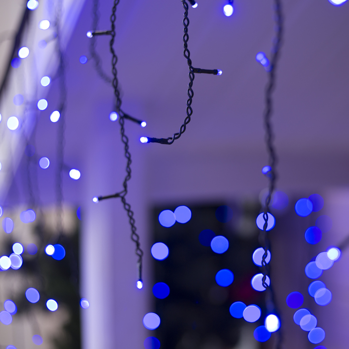 Гирлянда "Бахрома" уличная, УМС, 3 х 0.6 м, 3W LED-160-220V, нить тёмная, свечение синее 