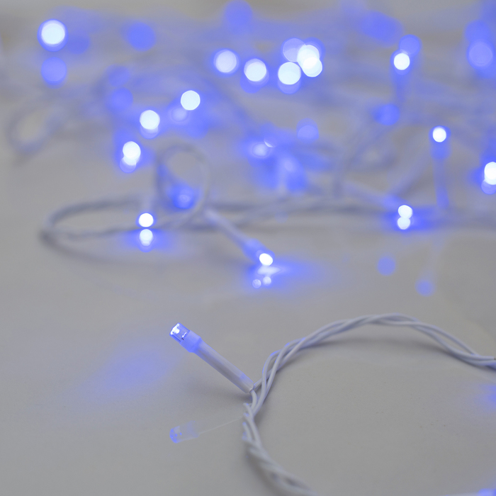 Гирлянда "Нить", 5 м, LED-50-220V, 8 режимов, нить белая, свечение синее 