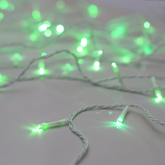 Гирлянда "Нить", 5 м, LED-50-220V, 8 режимов, нить белая, свечение зелёное 