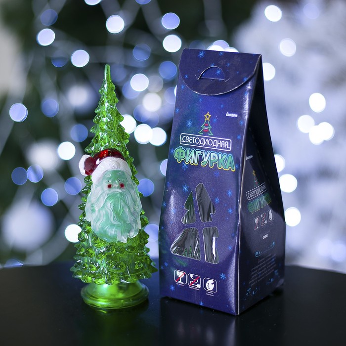 Игрушка световая "Ёлочка Дед мороз" (батарейки в комплекте) 18,5 см, 1 LED, RGB, ЗЕЛЕНАЯ 