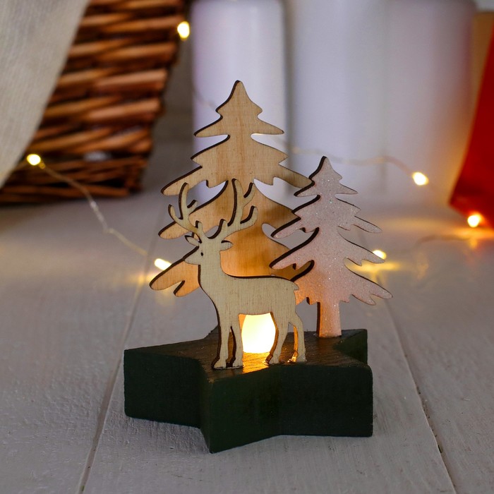 Новогодний декор с подсветкой "Лесной олень" 