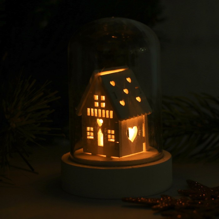 Новогодний сувенир с подсветкой "Зимний домик" 