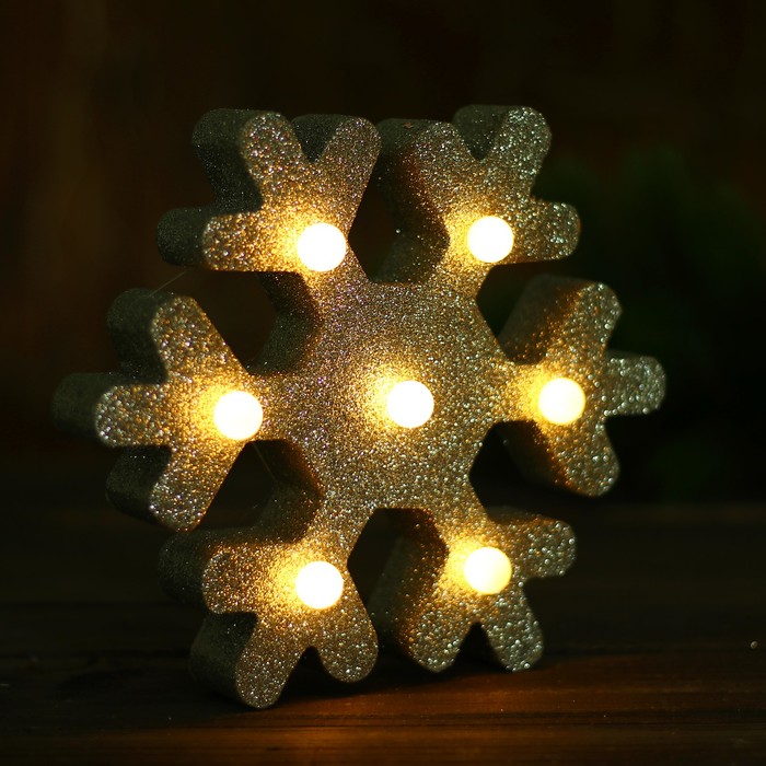 Новогодний декор с подсветкой "Снежинка" серебро 4,5×21×21 см 