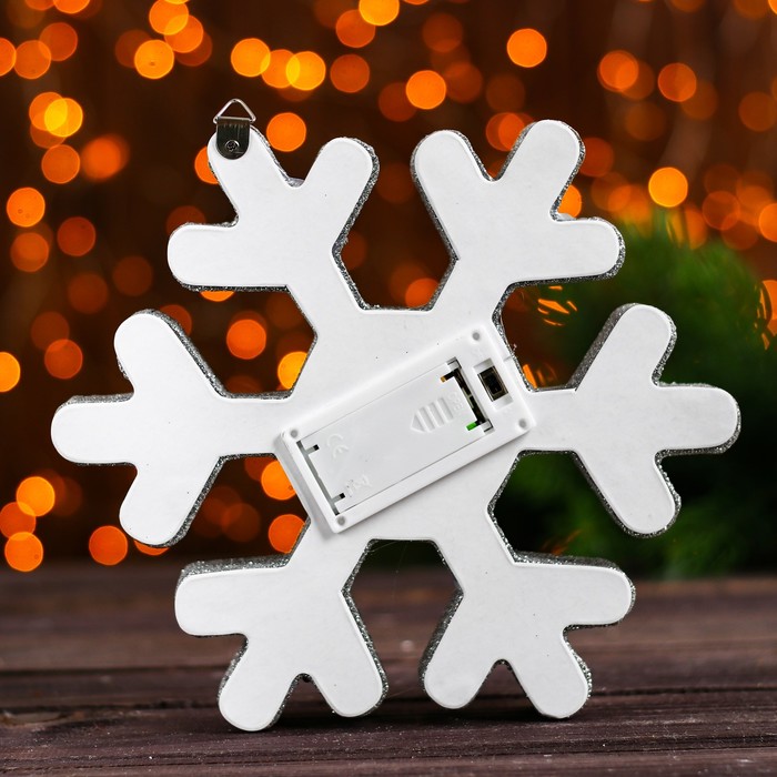 Новогодний декор с подсветкой "Снежинка" серебро 4,5×21×21 см 