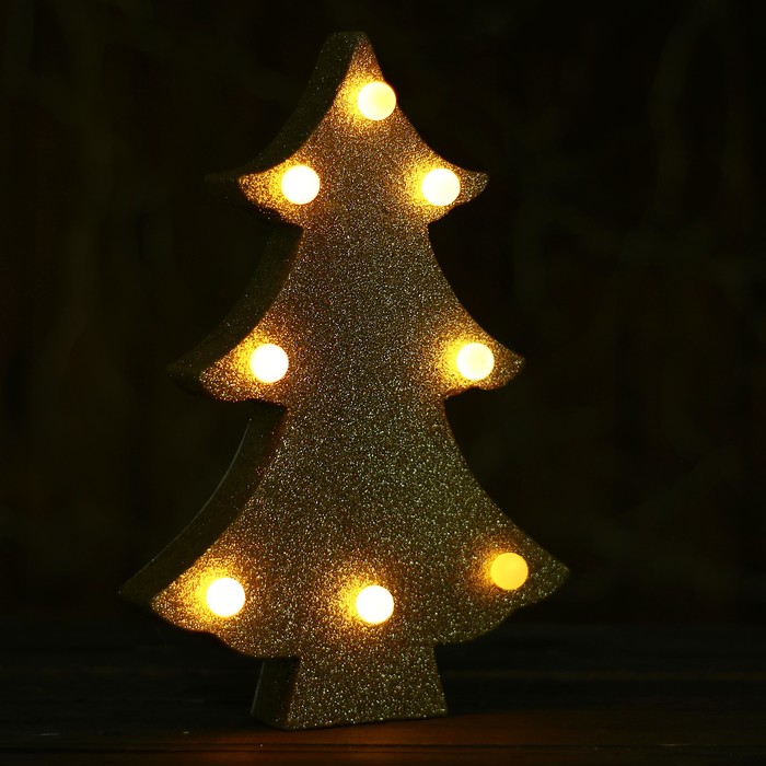 Новогодний декор с подсветкой "Ёлка" золото 4×14×21 см 