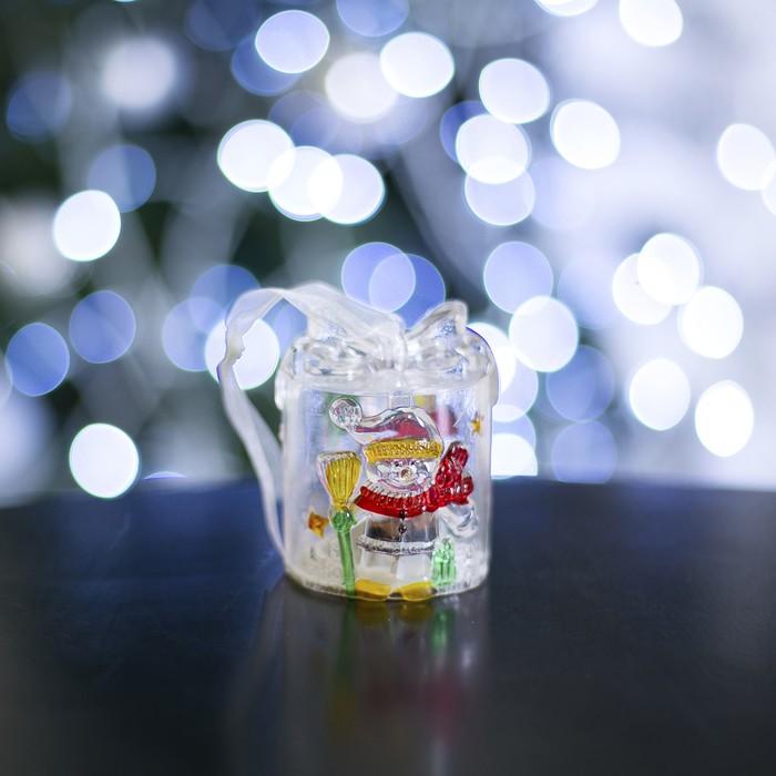 Игрушка световая "Подарок со снеговиком" (батарейки в комплекте), 1 LED, RGB 
