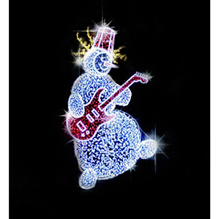 Светодиодная фигура "Снеговик музыкант", объемная, 2 х 1 х 1.3 м, 150 Вт, хол. белый 