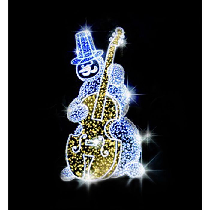 Светодиодная фигура "Снеговик музыкант", объемная, 2 х 1 х 1.3 м, 150 Вт, хол. белый 