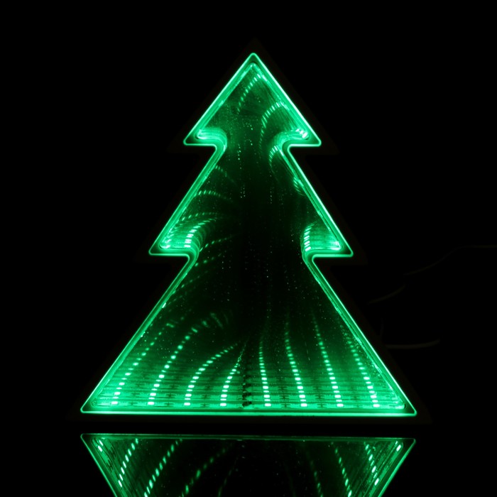 Ночник "Елочка с эффектом бесконечности" 25хLED (зеленый свет) от USB белый 2,7х16,8х17,3см 