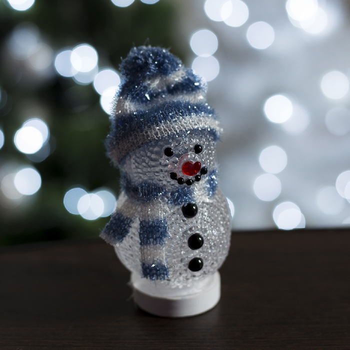 Фигура акрил. "Снеговичок в синем" 10х6 см, 1 LED, USB 
