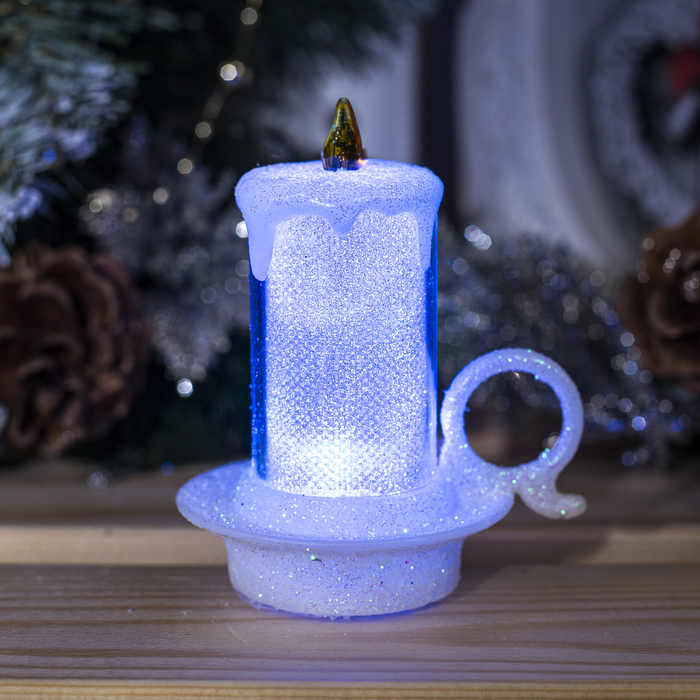 Фигура световая "Свеча в чашке", 12 свечей, 8х7х6 см, от батареек 3 шт AG13, RGB 