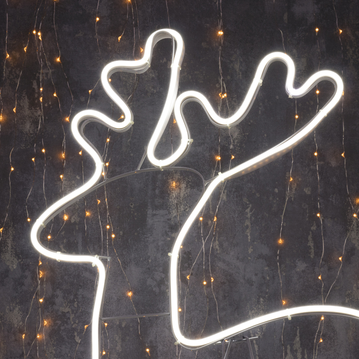 Фигура из неона "Олень танцующий", 90 х 50 см, 5 метра, 600 LED, 220 В, БЕЛЫЙ 