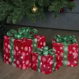 Фигура ткань. "Подарки" Кубы красные 15х20х25 см, 60 LED, с конр. 8р.,220V БЕЛЫЙ  - фото 6