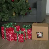 Фигура ткань. "Подарки" Кубы красные 15х20х25 см, 60 LED, с конр. 8р.,220V БЕЛЫЙ  - фото 2