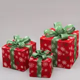 Фигура ткань. "Подарки" Кубы красные 15х20х25 см, 60 LED, с конр. 8р.,220V БЕЛЫЙ 