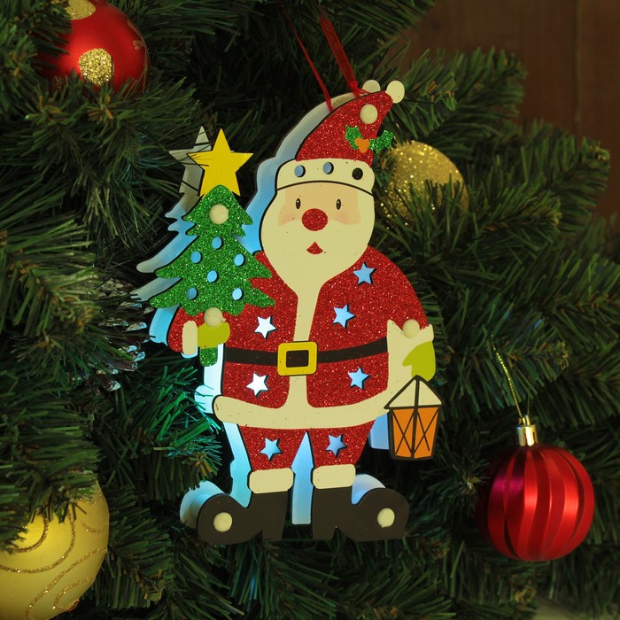 Декор с подсветкой "Дед мороз с ёлкой" 2,2×14×20 см 