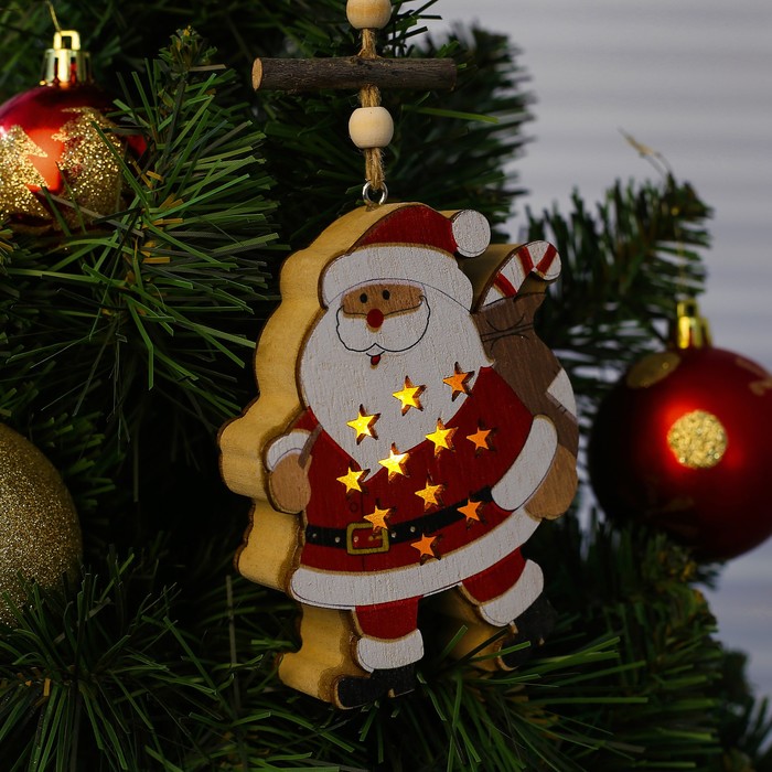 Декор с подсветкой «Дед мороз в звёздочках» 
