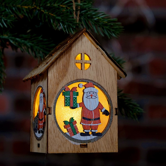 Декор с подсветкой "Дед мороз с подарками" 7×8×11 см 