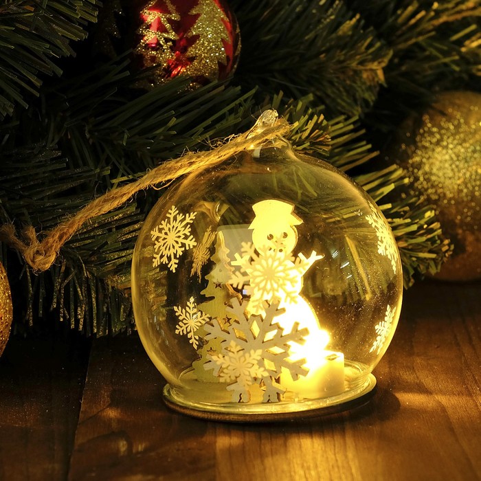 Декор с подсветкой в стекле "Праздничный шар" 