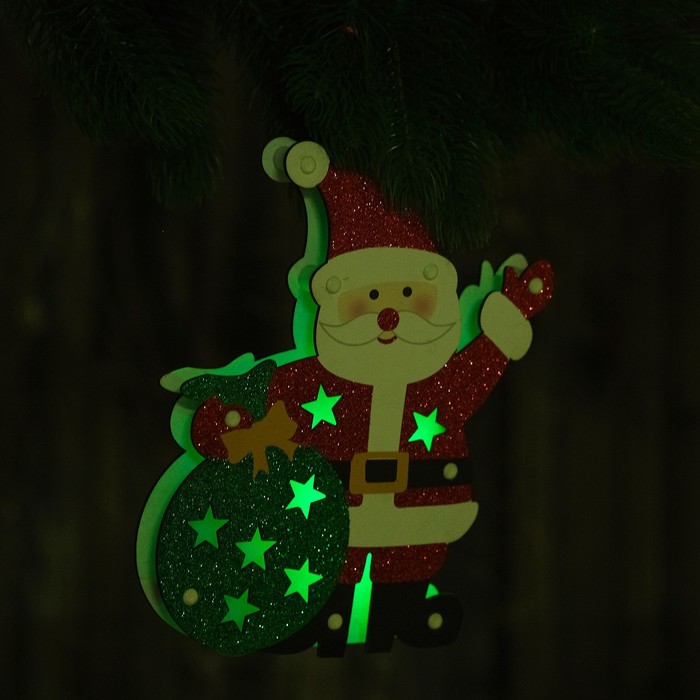 Декор с подсветкой "Дед мороз с мешком" 2,2×21×25 см 