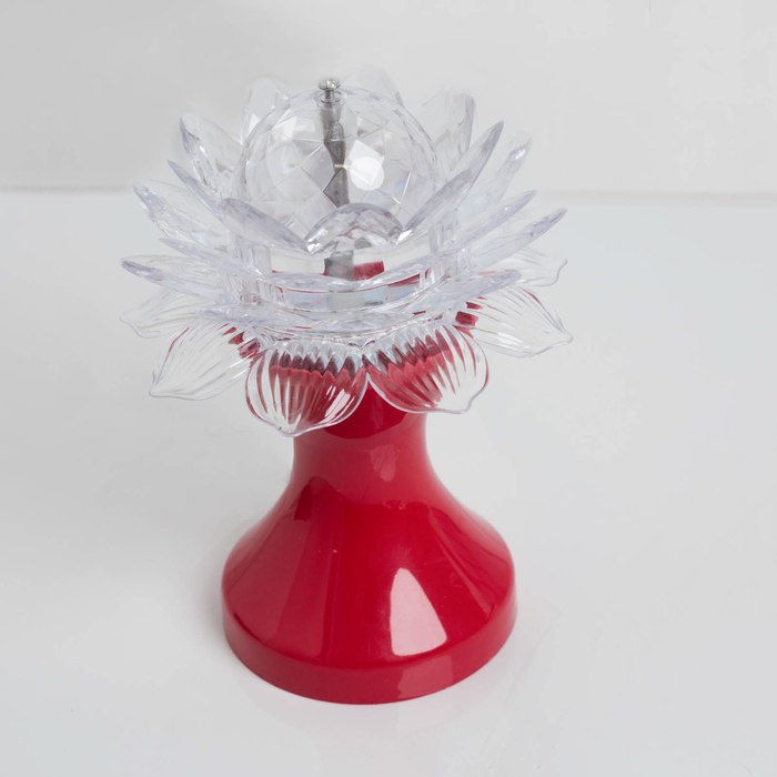 Световой прибор хрустальный шар "Цветок" диаметр 12,5 см, 220 В, КРАСНЫЙ 