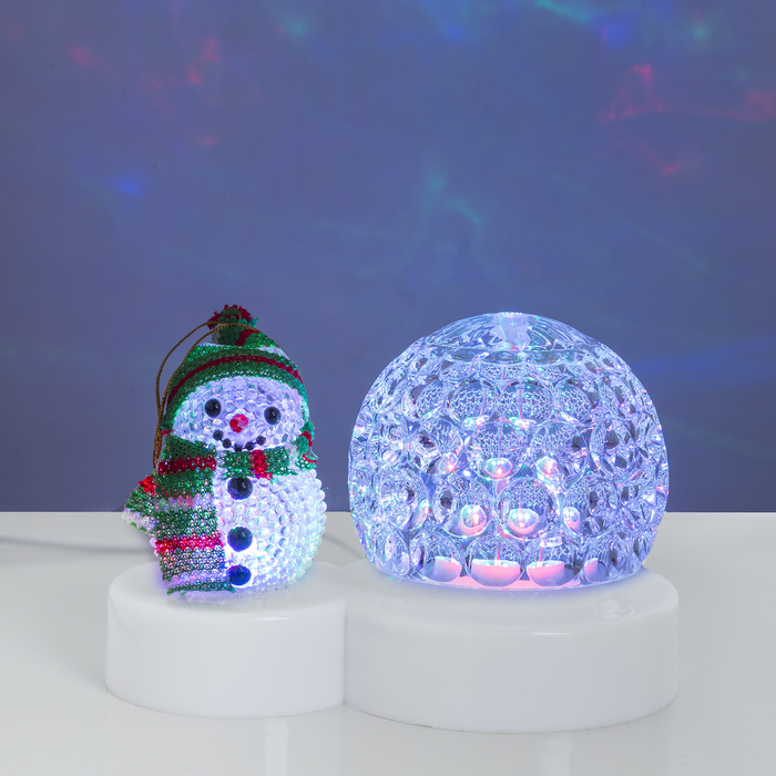 Световой прибор "Снеговичок с ледяным прозр. шаром", диаметр 9,5 см, Мульти 