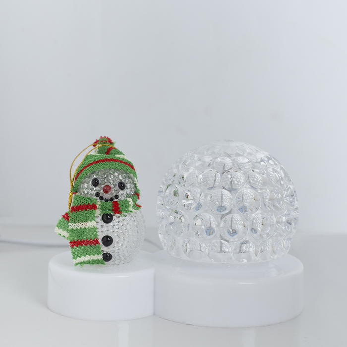 Световой прибор "Снеговичок с ледяным прозр. шаром", диаметр 9,5 см, Мульти 