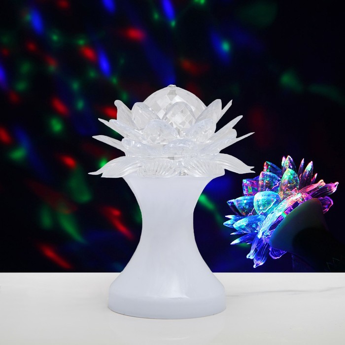 Световой прибор хрустальный шар "Цветок" диаметр 12,5 см V220 БЕЛЫЙ (RGB) 