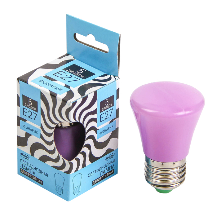 Лампа светодиодная декоративная LuazON «Фонарик», 5 SMD 2835, розовый свет 
