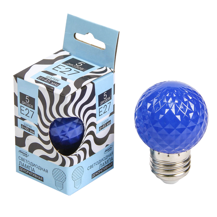 Лампа светодиодная декоративная Luazon Lighting, G45, 5 SMD2835, для белт-лайта, синий 