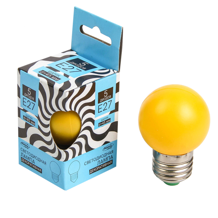 Лампа светодиодная декоративная Luazon Lighting, G45, 5 SMD2835, для белт-лайта, желтый 