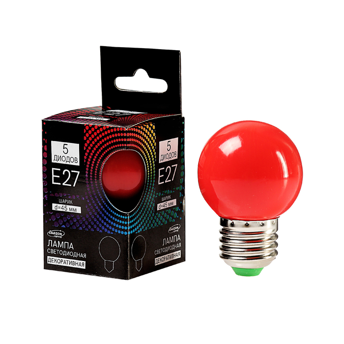 Лампа светодиодная декоративная Luazon Lighting, G45, 5 SMD2835, для белт-лайта, красный 