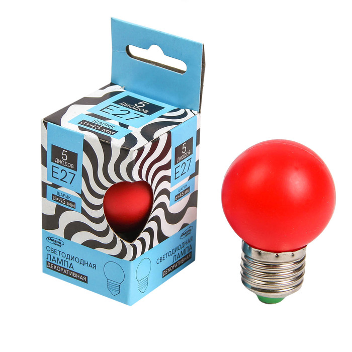 Лампа светодиодная декоративная Luazon Lighting, G45, 5 SMD2835, для белт-лайта, красный 
