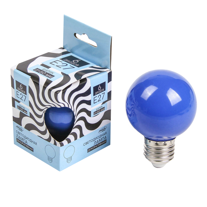 Лампа светодиодная декоративная Luazon Lighting, G60, 6 SMD2835, для белт-лайта, синий 