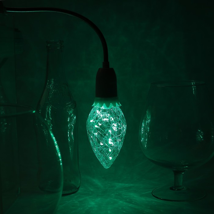 Лампа светодиодная декоративная "Шишка", G85, 3 Вт, E27, 130х85, зеленый 