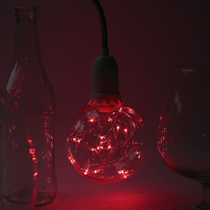 Лампа светодиодная декоративная "Шар", G105, 3 Вт, E27, 125х105, красный 