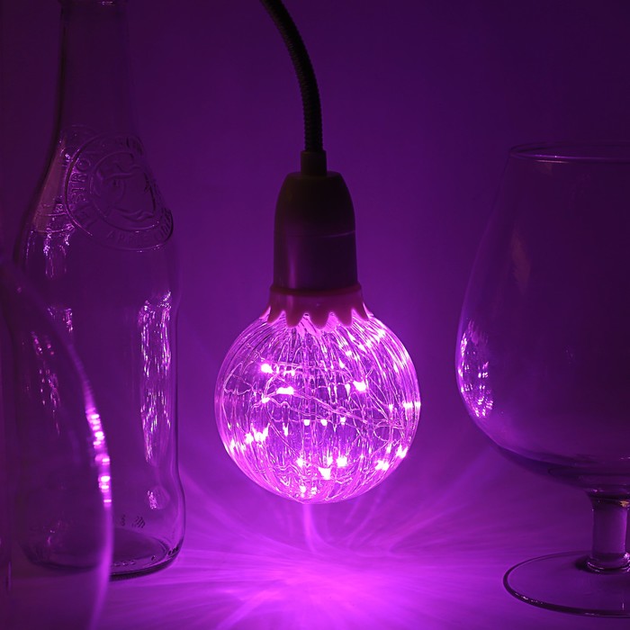 Лампа светодиодная декоративная "Шар", G80, 3 Вт, E27, 105х80, розовый 