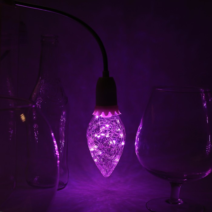 Лампа светодиодная декоративная "Шишка", G85, 3 Вт, E27, 130х85, розовый 