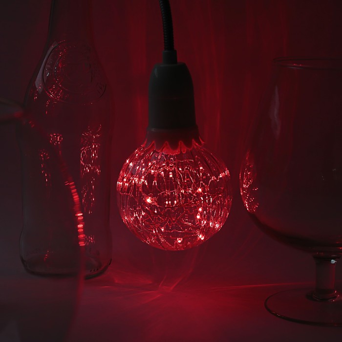 Лампа светодиодная декоративная "Шар", G80, 3 Вт, E27, 105х80, красный 